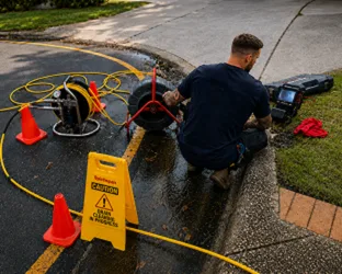 Plumber inspecting a blocked drain in Hunters Hill