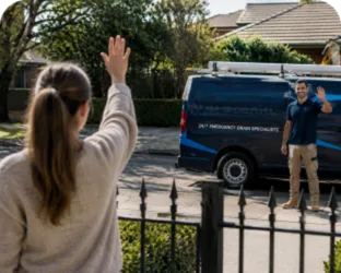 Plumber leaving a completed job in Hunters Hill