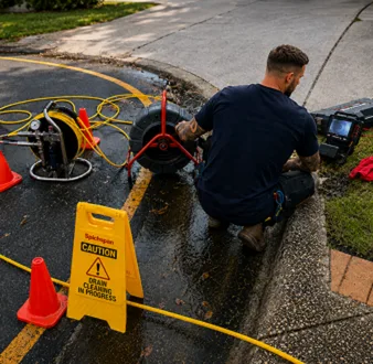 Repairing a burst drain pipe at a Hunters Hill home